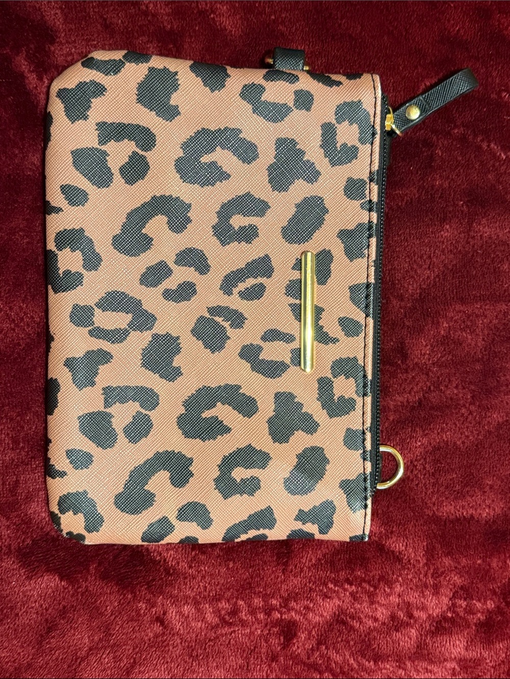 Source Unknown Leopard Print Wristlet Clutch - Tan/Black